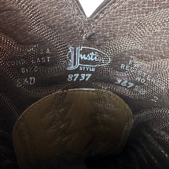 Justin 8737 Boots Smooth Butterscotch Ostrich Leather size Men's 8.5 - Picture 10 of 10